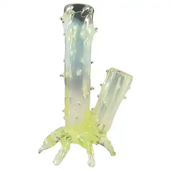 John Walsh Victorian Vaseline/Uranium Glass Thorn Vase