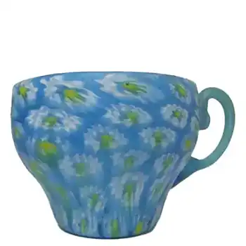 Fratelli Toso Millefiori Canes Murano Blue Glass Teacup