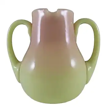 Victorian Burmese Uranium Pink & Yellow Glass Vase