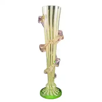 Welz Victorian Czech Uranium Opalescent Striped Glass Vase