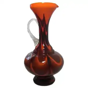 V.B. Opaline Florence Italian Empoli Glass Jug - Labelled