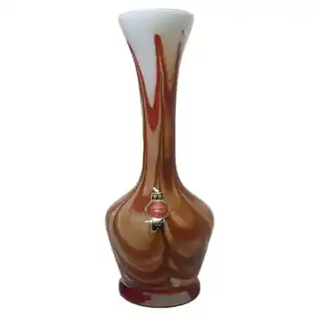 V.B. Opaline Florence Italian Empoli Glass Vase - Labelled