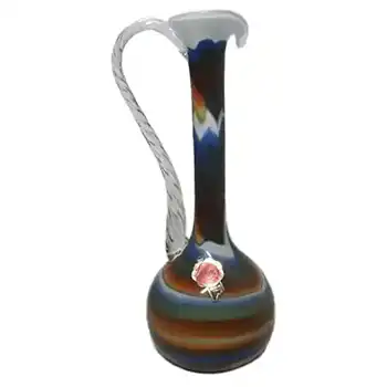 V.B. Opaline Florence Italian Empoli Glass Jug - Labelled