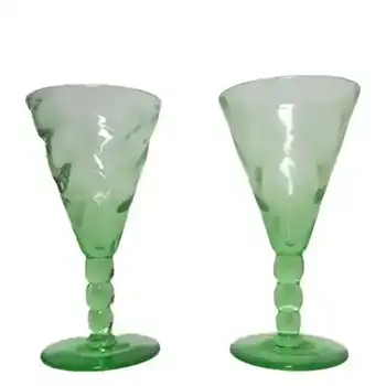 Thomas Webb Uranium Glass 'Venetian Ripple' Sherry Glasses