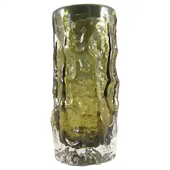 Whitefriars #9689 Baxter Sage Green Glass 6" Textured Bark Vase