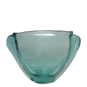Zelezny Brod Czech Turquoise Glass Engraved 'Heron' Vass
