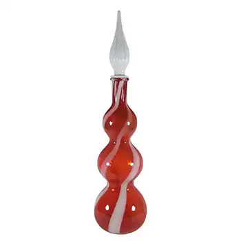 Cristalleria Artistica Toscana / Alrose Empoli Red & White Glass Bottle