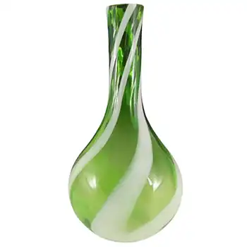 Cristalleria Artistica Toscana / Alrose Empoli Green & White Glass Vase