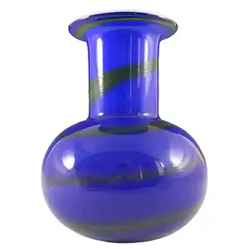 Alsterfors #S5104 Blue & Green Glass Vase Signed "P. Ström 69"