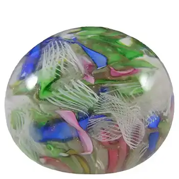 AVEM Murano 1950's Zanfirico + Aventurine Glass Paperweight