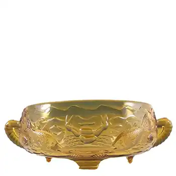 Bagley #3000 Art Deco Amber Glass 'Marine' Bowl