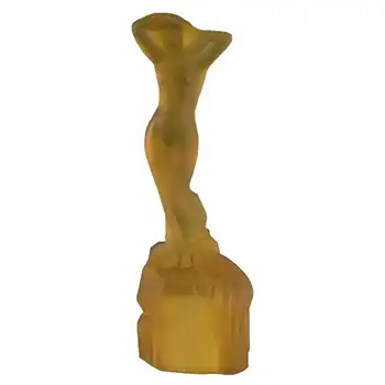 Bagley Art Deco Amber Glass 'Andromeda' Nude Lady Figurine