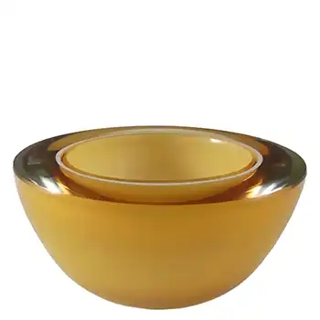 Barbini Murano Amber & White Cased Glass Geode Bowl