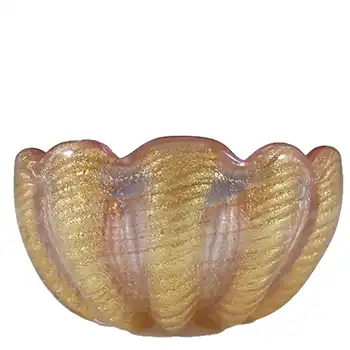 Barovier & Toso Murano Cordonato d'Oro Gold Leaf Glass Bowl