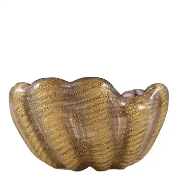 Barovier & Toso Murano Cordonato d'Oro Gold Leaf Glass Bowl