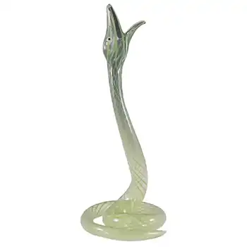 Vintage Green Striped Lampworked Glass Snake Vase