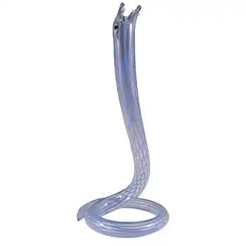 Vintage Blue Striped Lampworked Glass Snake Vase