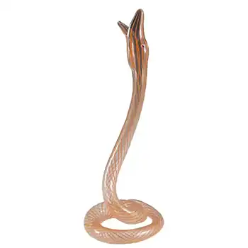 Vintage Orange Striped Lampworked Glass Snake Vase