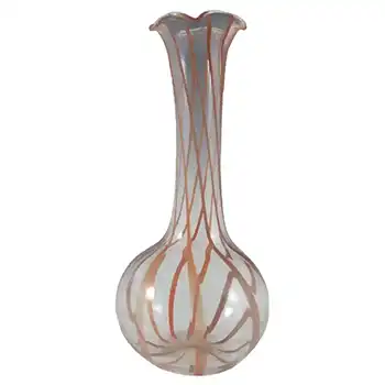 Vintage Red Striped Lampworked Glass Vase
