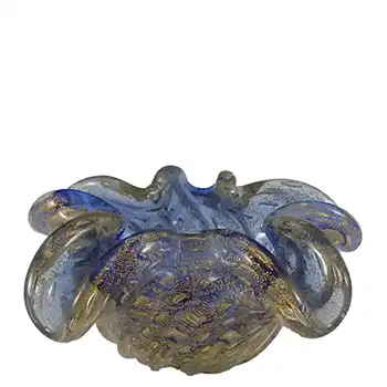 Barovier & Toso Murano Blue & Gold Leaf Glass Bowl