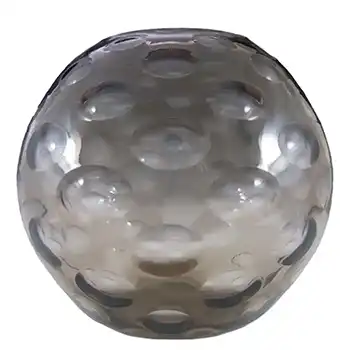 Borske Sklo Large Smoky Glass Optical 'Olives' Globe Vase