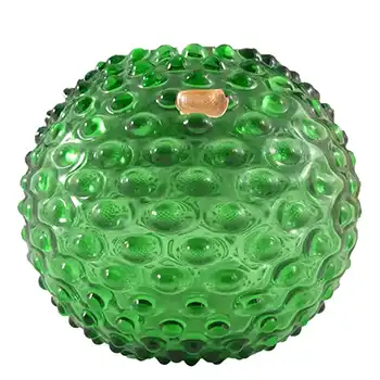 Borske Sklo 1950's Green Glass Spherical 'Knobble' Vase