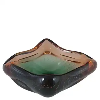 Czech or Murano 1950's Green Glass Bubble Bowl