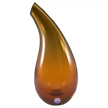 Cenedese Murano Labelled Amber Glass Organic Vase