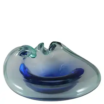 Cenedese Murano Labelled Blue Glass Biomorphic Bowl