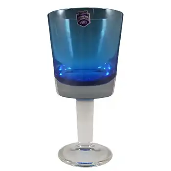 Cenedese Murano Labelled Blue Glass Candle Holder