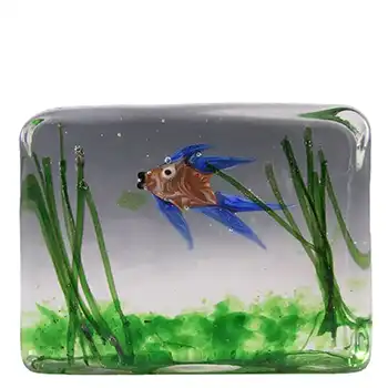 AVEM Murano Glass Fish Aquarium Block Paperweight