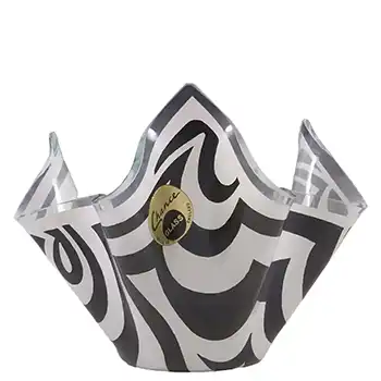 Chance Brothers Black Glass 'Psychedelic' Handkerchief Vase