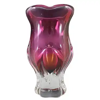 Chřibská #240/1/20 Czech Pink & Orange Glass Vase