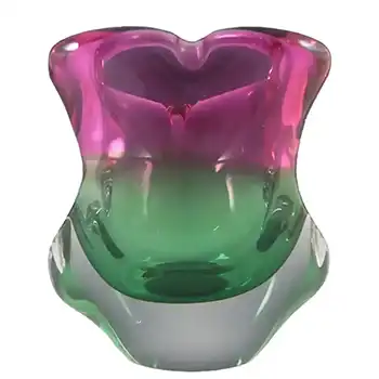 Chřibská #362/4/14 Czech Pink & Green Glass Vase