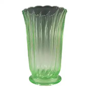 Bagley #3141 Art Deco Uranium Green Glass 'Carnival' Vase