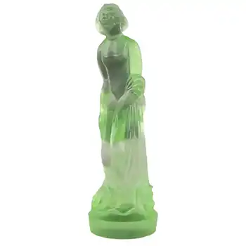 Müller & Co 'September Morn' Art Deco Uranium Glass Lady Figurine