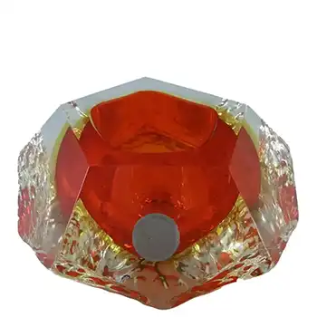 Murano Faceted Red & Amber Sommerso Glass Bowl