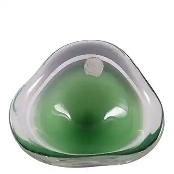 Flygsfors Coquille Green Glass Bowl by Paul Kedelv Signed '61