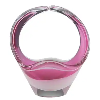 Flygsfors Coquille Pink Glass 7.5" Bowl by Paul Kedelv - Signed '62