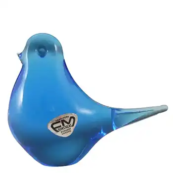 FM Konstglas/Ronneby Swedish Blue Glass Bird - Labelled