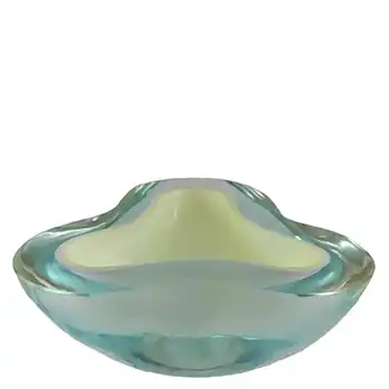Murano Geode White & Turquoise Sommerso Glass Triangle Bowl