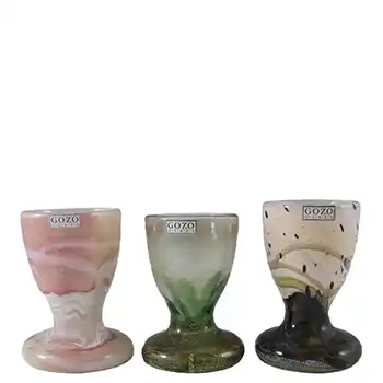 Set of 3 Gozo Maltese Glass Egg Cups - Signed + Labelled