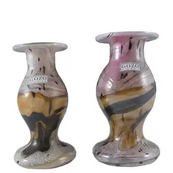 2 x Gozo Maltese Glass 'Seashell' Candlesticks - Signed