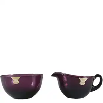Gullaskruf Swedish Purple Glass Bowl + Creamer - William Stenberg