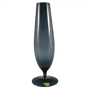 Gullaskruf Smoky Blue Swedish Glass 7.75" Vase - Labelled