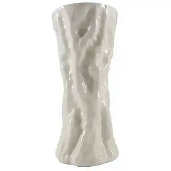 Ingrid/Ingridglas 1970's White Glass Bark Textured Vase