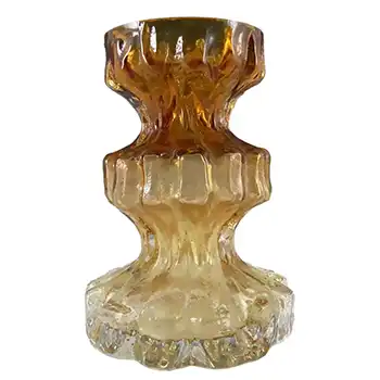 Ingrid/Ingridglas 1970's Amber Glass Bark Textured Vase