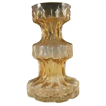Ingrid/Ingridglas 1970's Amber Glass Bark Textured Vase