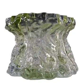Ingrid/Ingridglas 1970's Green Glass Bark Textured Vase