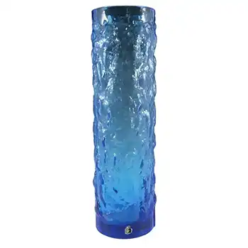 Lindshammar / JC Swedish Blue Glass Bark Textured Vase - Labelled